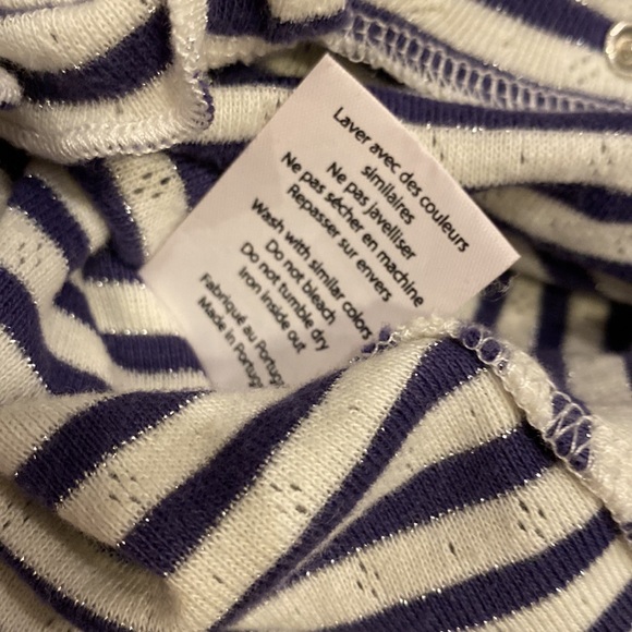 Louis Louise Paris soft cotton ruffle navy white striped romper - Picture 7 of 10